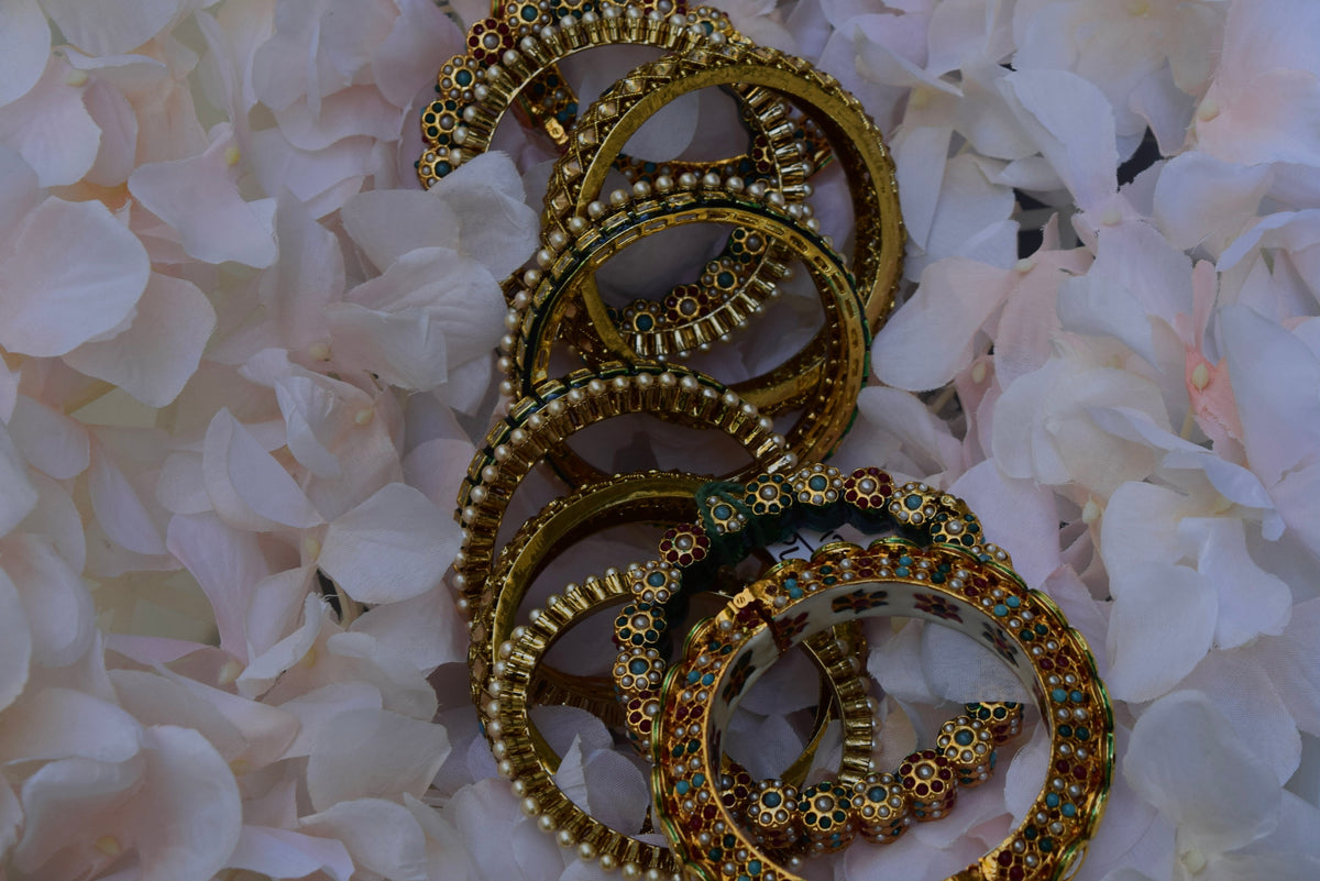 Multi Colored Kundan Bangle Set