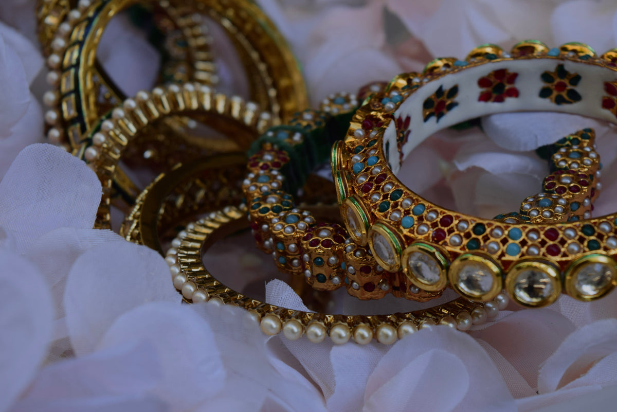 Multi Colored Kundan Bangle Set