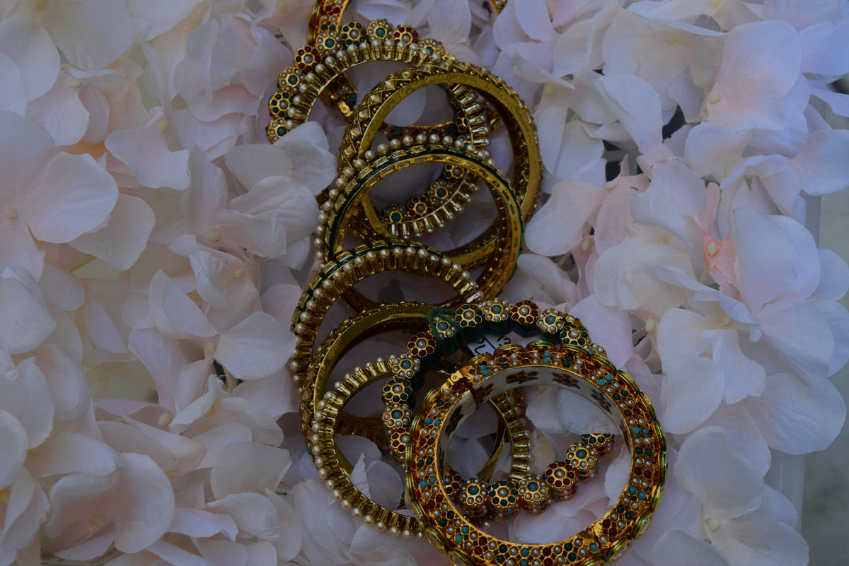 Multi Colored Kundan Bangle Set