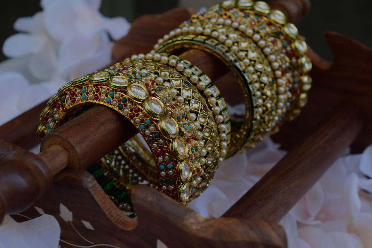 Multi Colored Kundan Bangle Set
