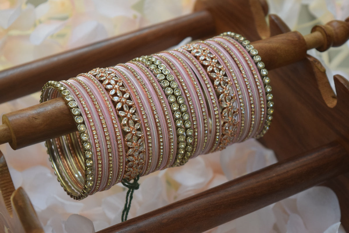 Pink Rose Gold Bangle Set