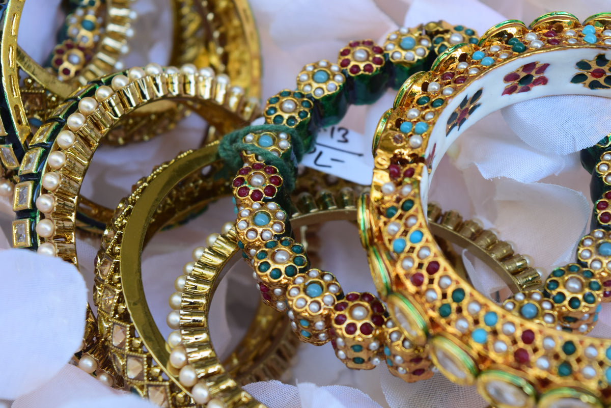 Multi Colored Kundan Bangle Set