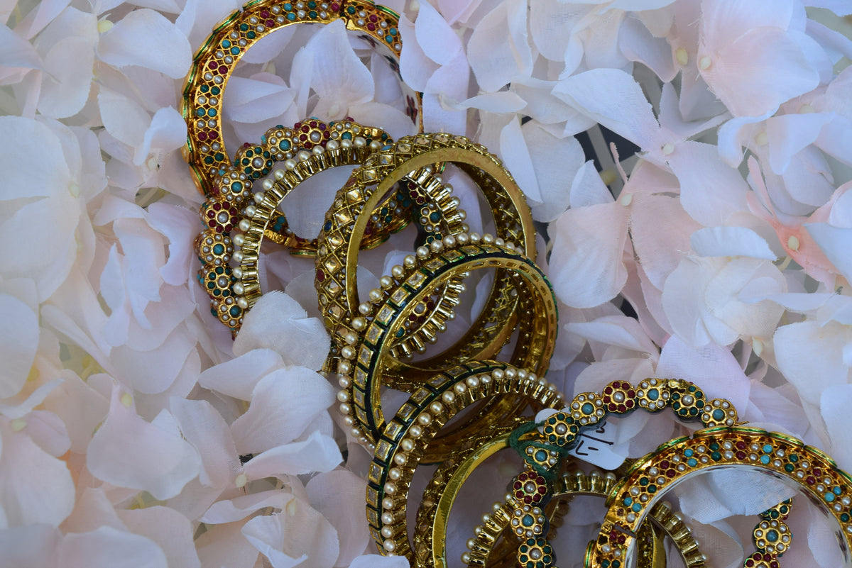 Multi Colored Kundan Bangle Set