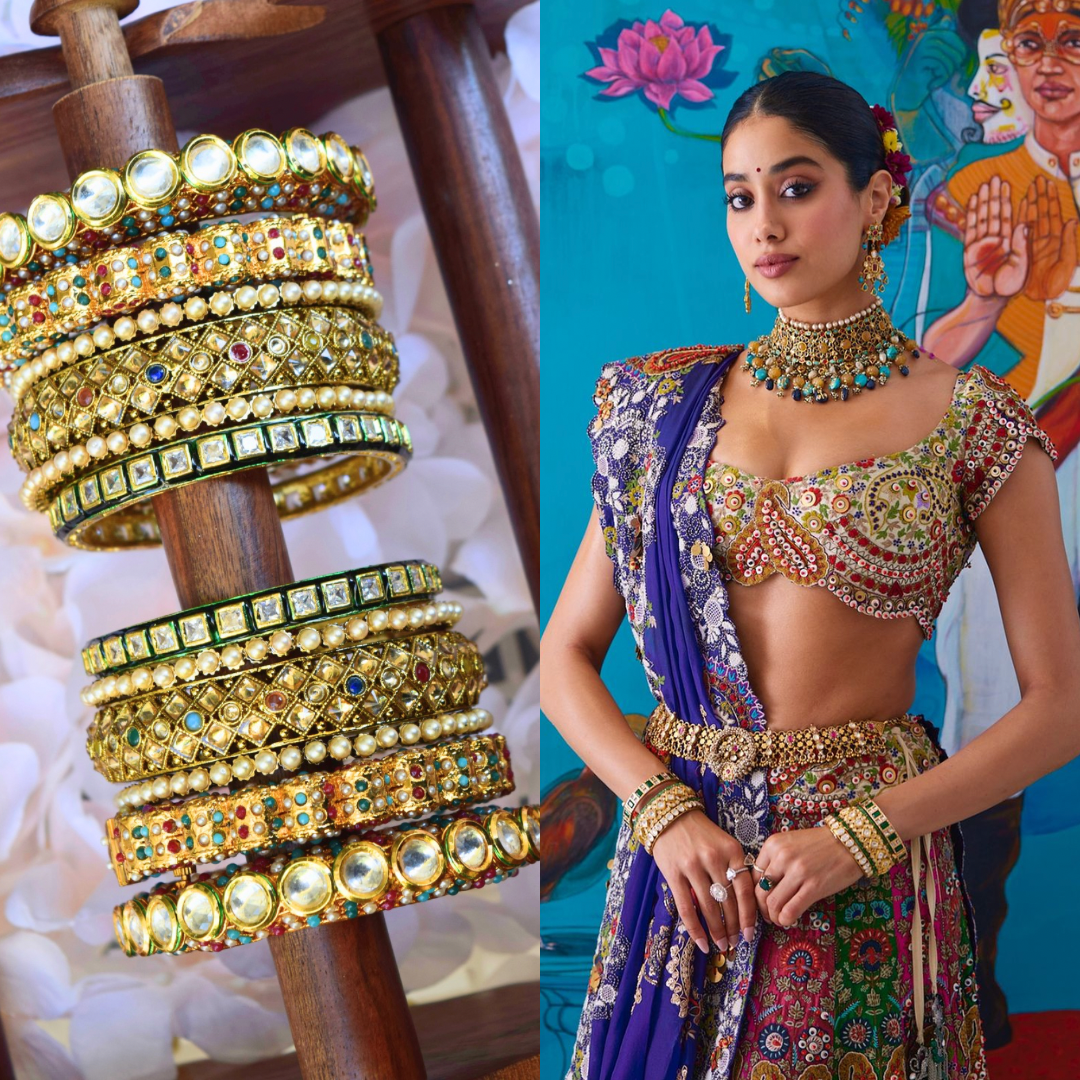 Multi Colored Kundan Bangle Set