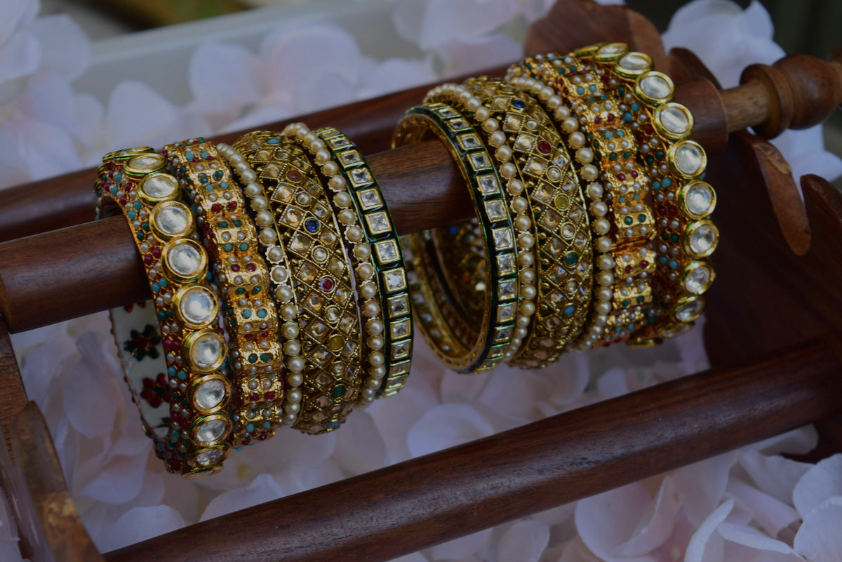 Multi Colored Kundan Bangle Set