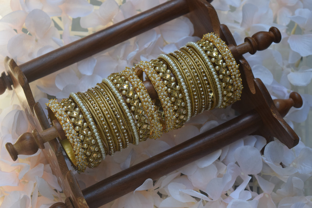 Golden Pearl Bangle Set
