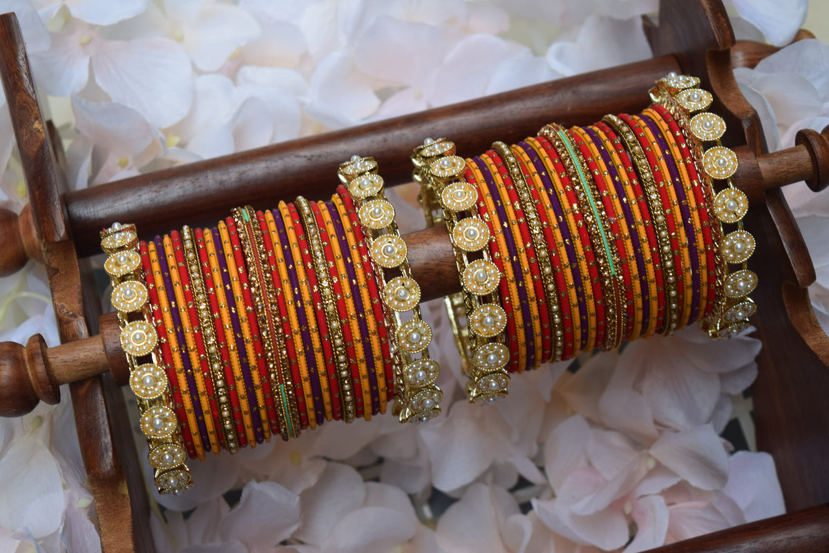 Red Yellow Purple Bangle Set