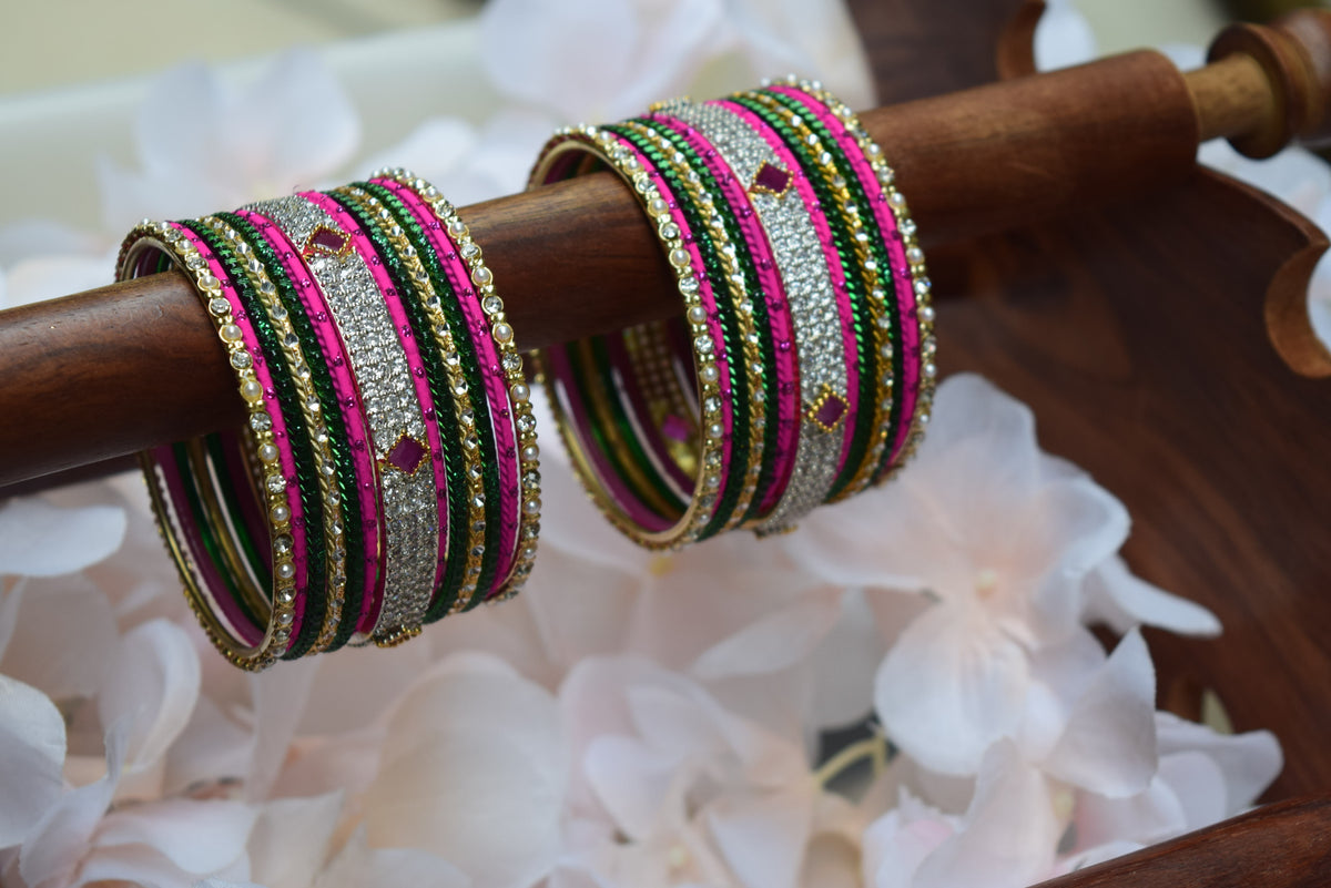 Green Pink Bangle Set
