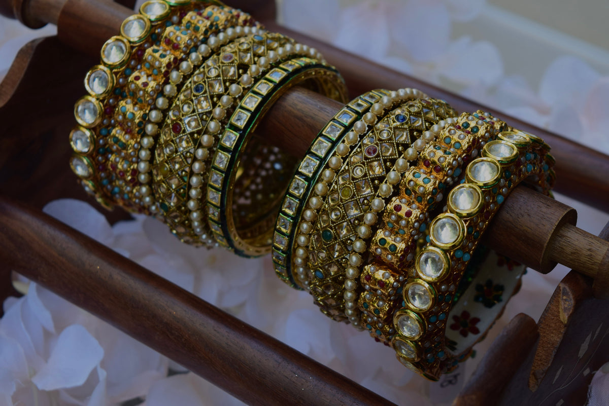 Multi Colored Kundan Bangle Set