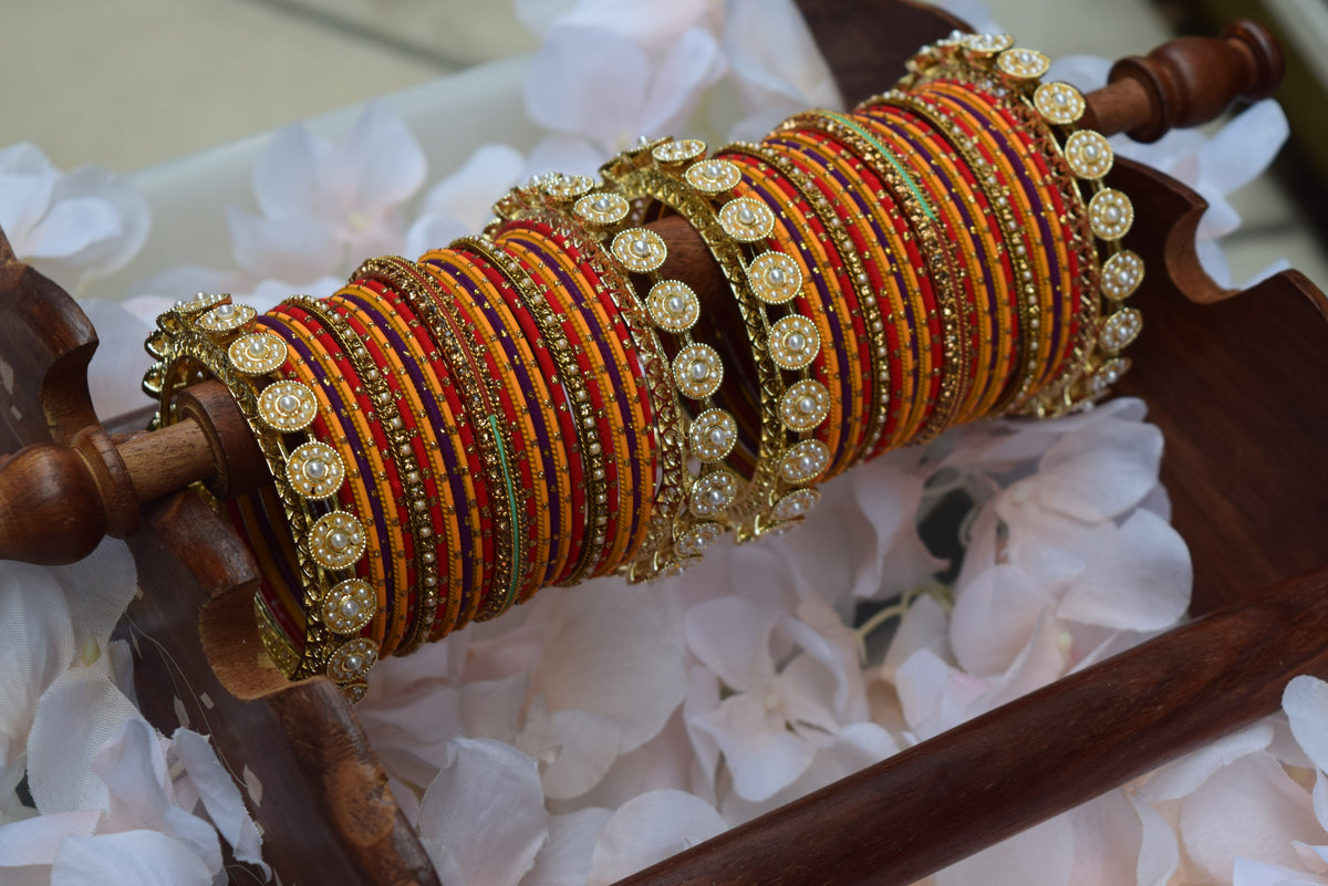 Red Yellow Purple Bangle Set
