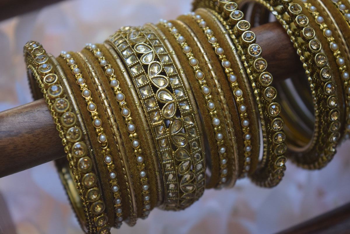 Brown Velvet Bangle Set