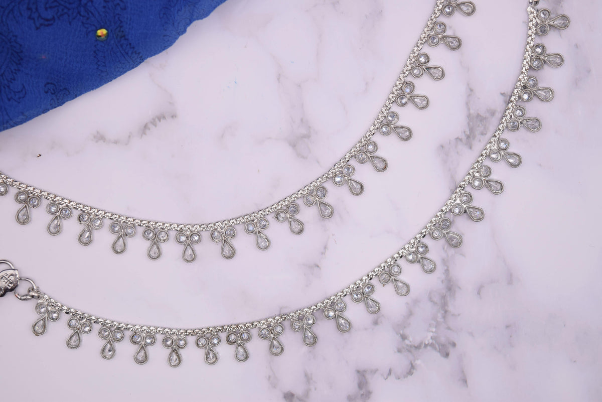 2 Silver Anklet - Choodiyan