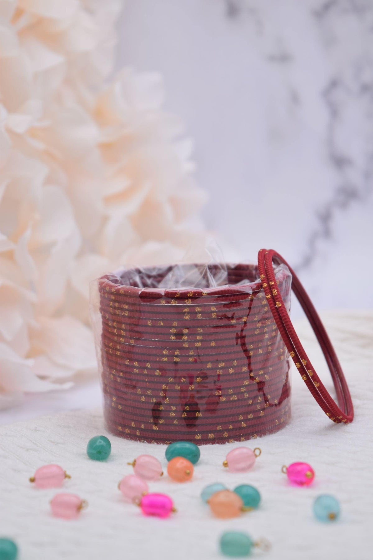 Crown of Thorns Bangle Stack ( Red ) - Choodiyan