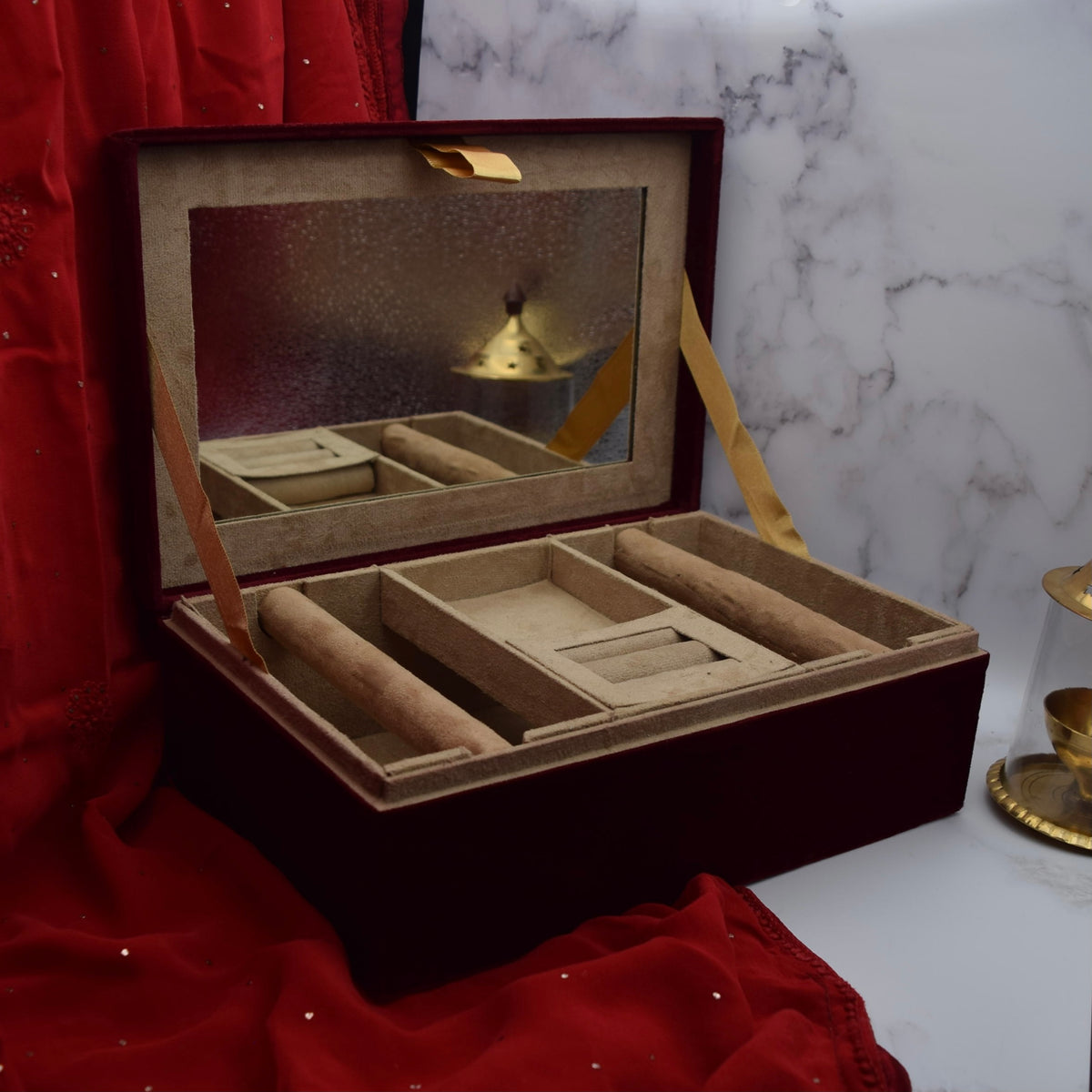 Indian Jewelry - Bangle Storage Box With Jewelry Compartment and Mirror