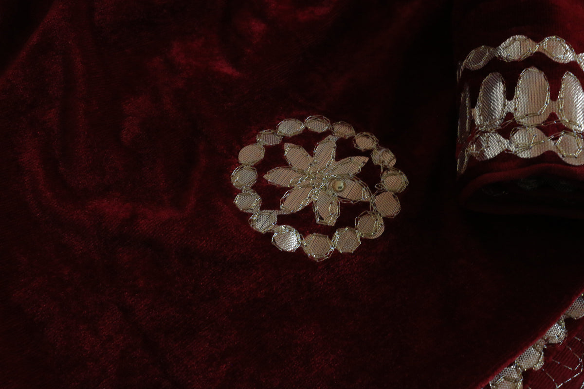 Maroon Velvet Dupatta