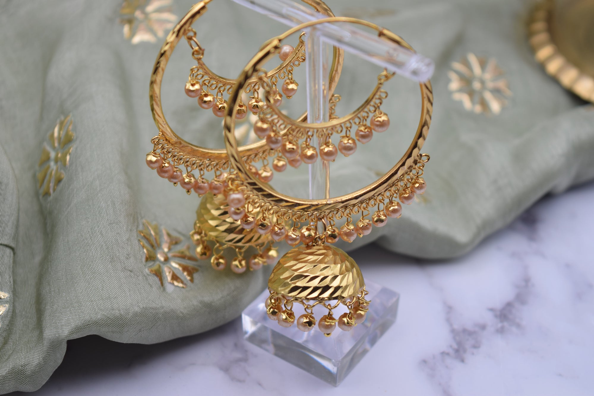 Indian Jewelry - Traditional Earrings Jhumki Waliyan in Gold