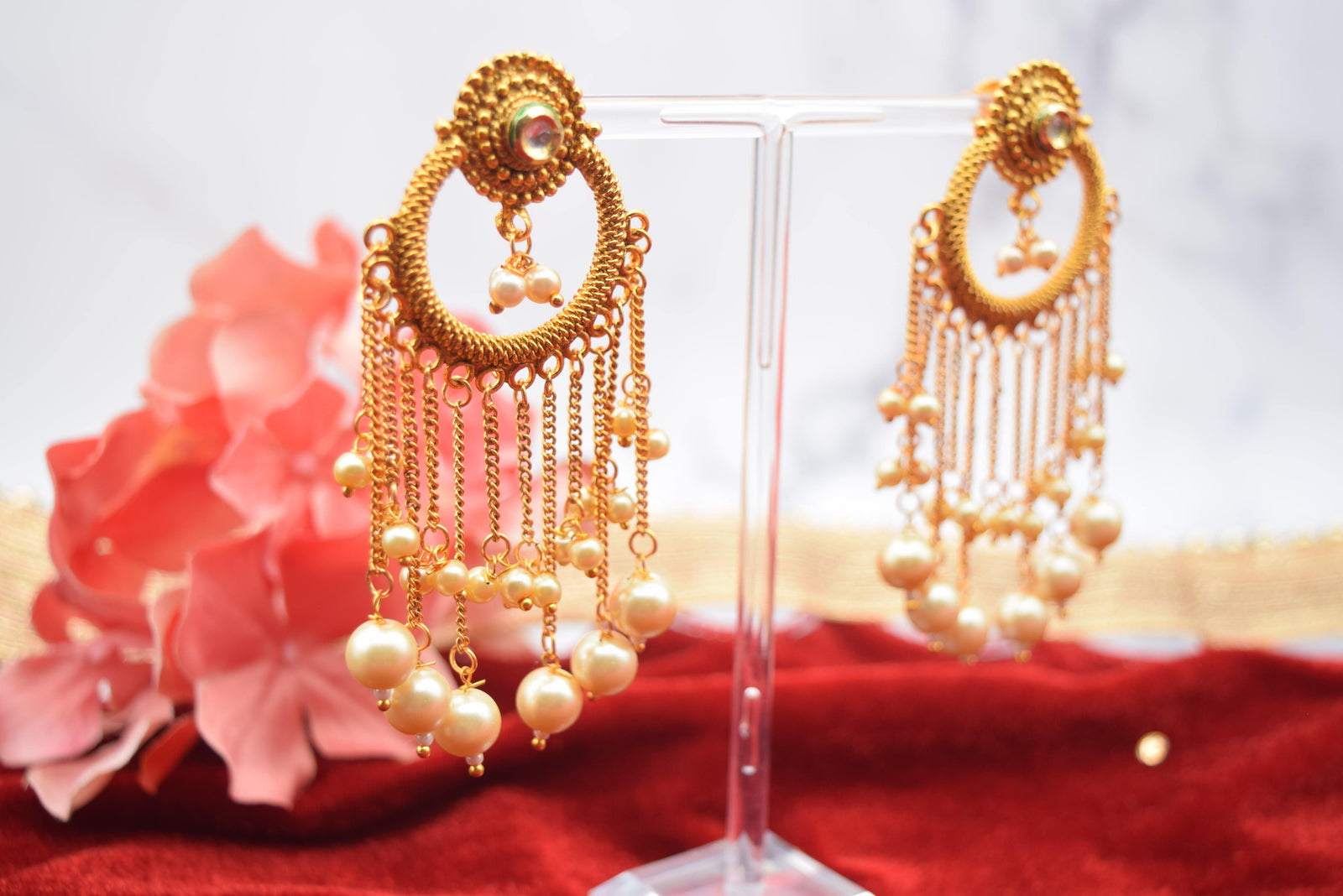 Gold Kundan Earrings - Choodiyan