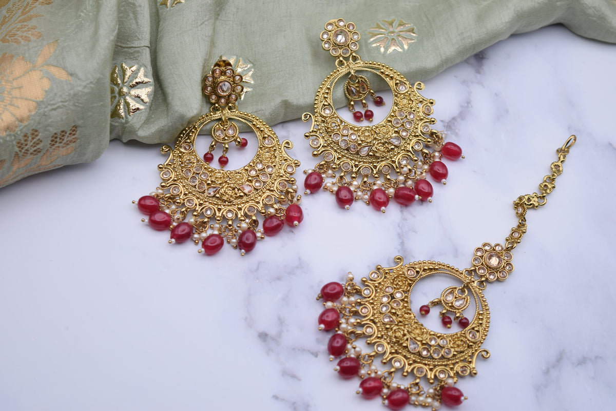 Rashmi - Oversized Earring and Tika Set - Additional colors available