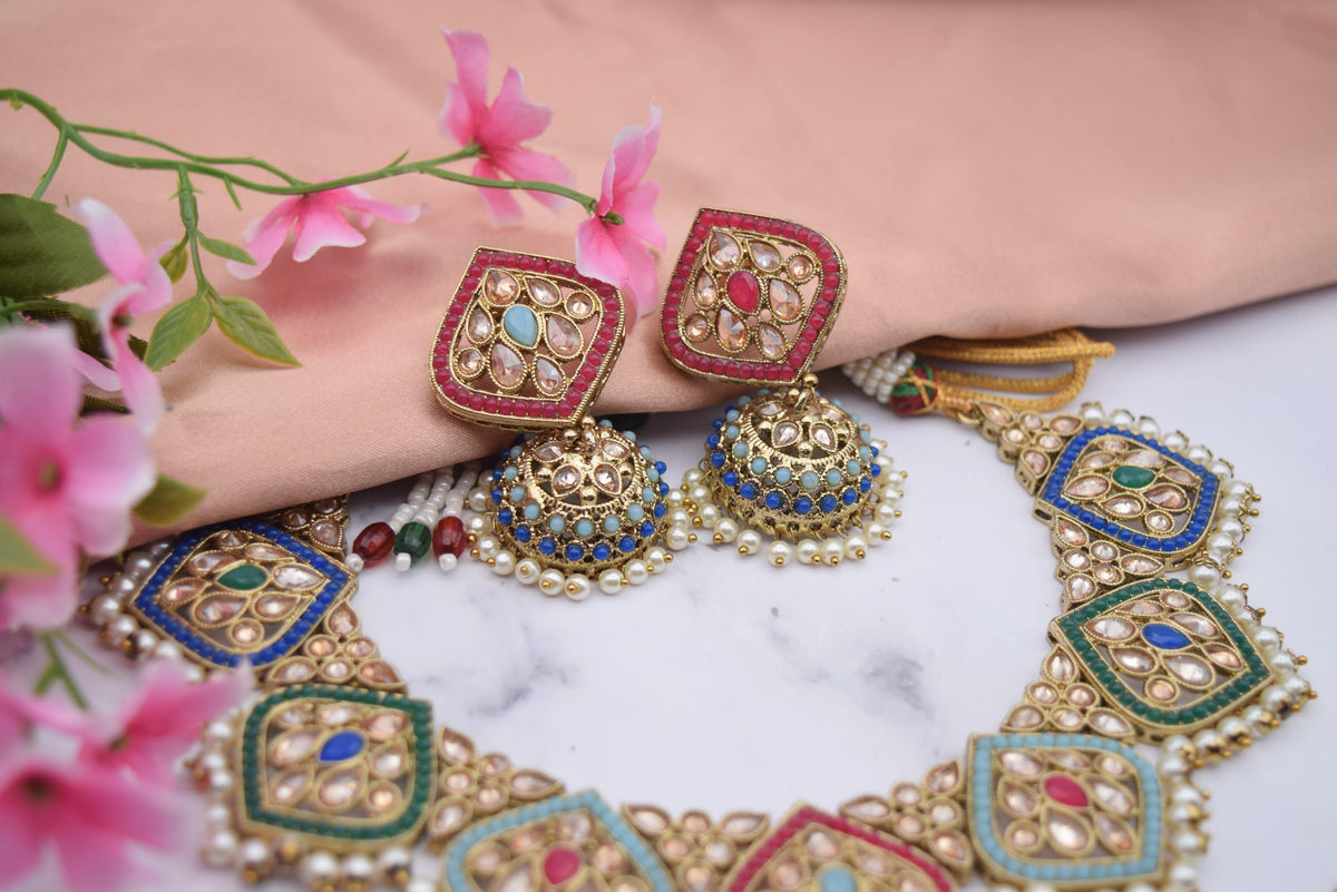 Disha - Polki Necklace Set - Choodiyan