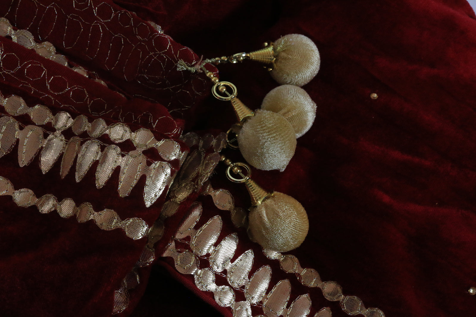 Maroon Velvet Dupatta