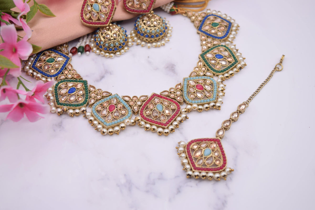 Disha - Polki Necklace Set - Choodiyan