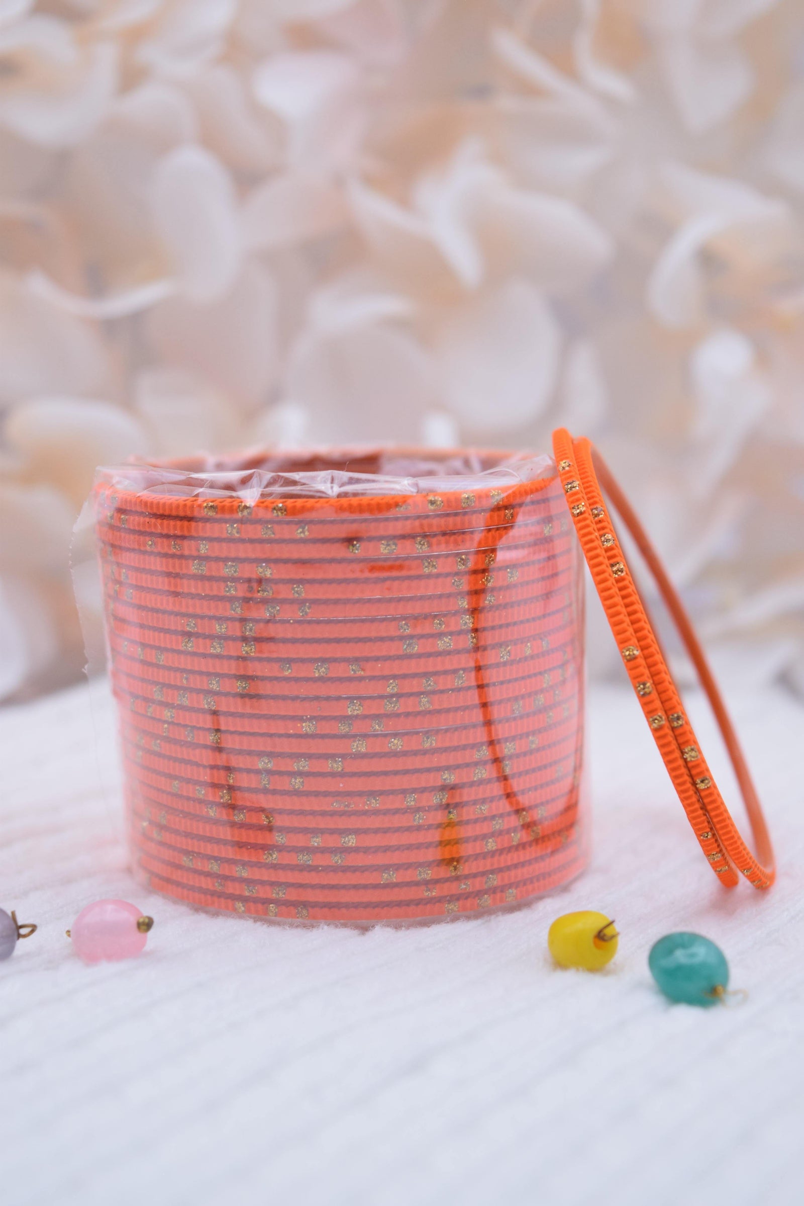 Orange Bangle Stack - Choodiyan