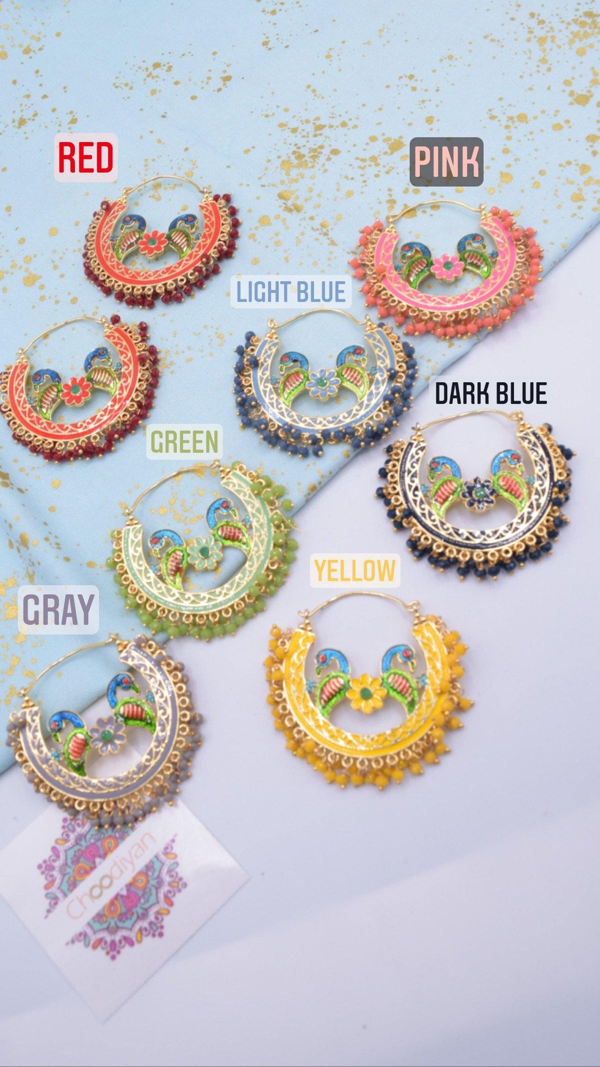 Meenakari - Earrings - Choodiyan