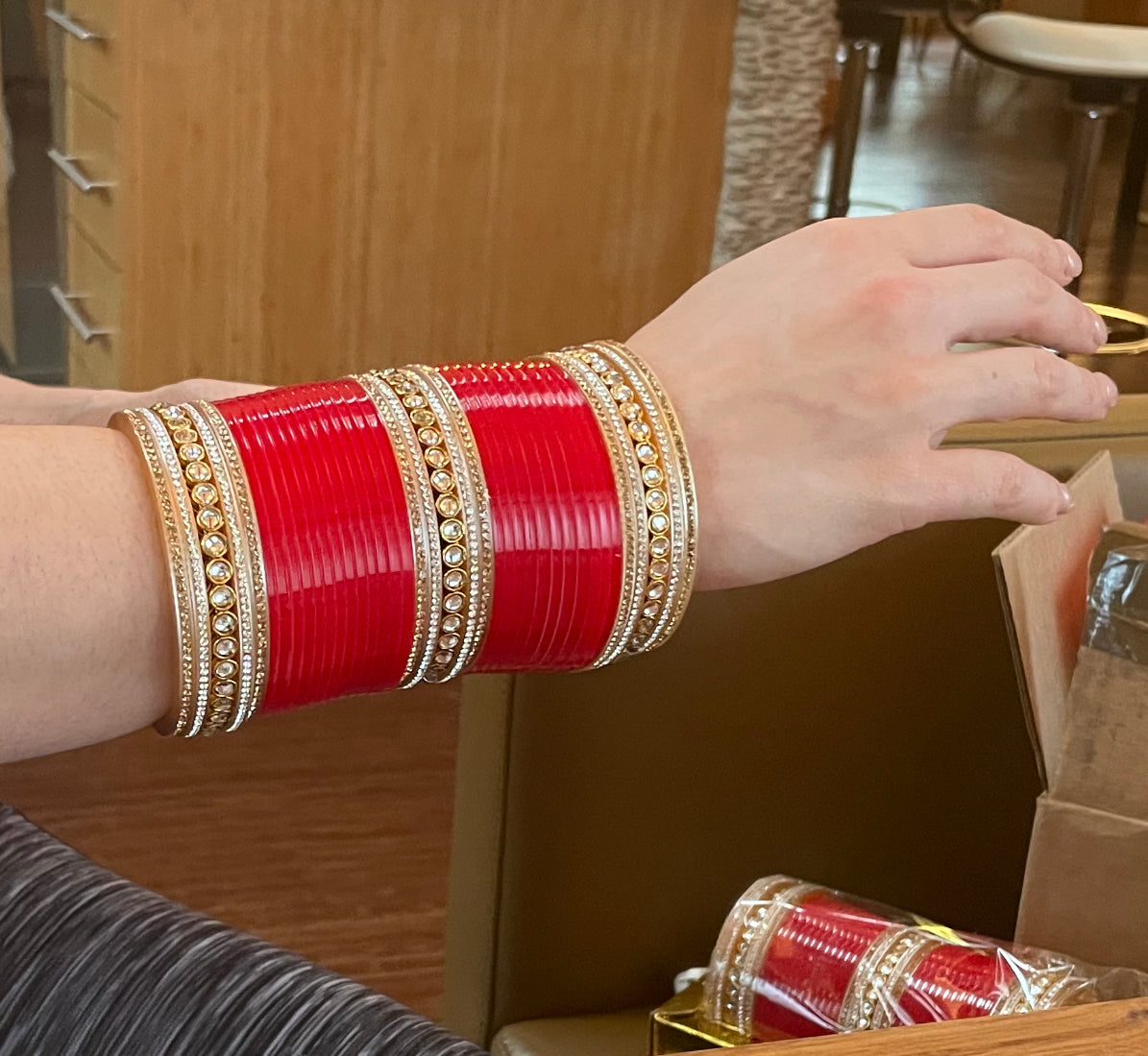 Indian Bride - Classic Bridal Choora In Red With Kundan Kade