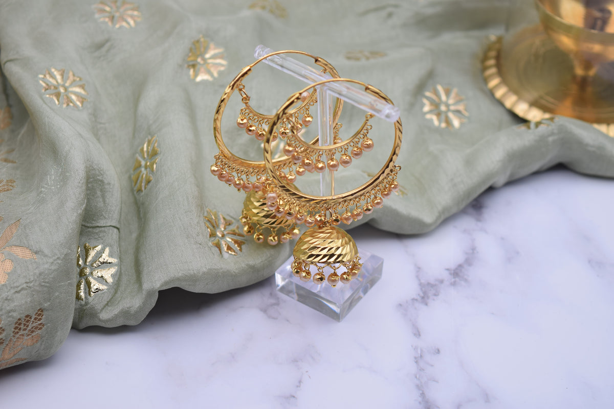 Indian Jewelry - Traditional Earrings Jhumki Waliyan in Gold